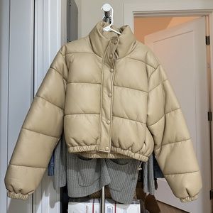 Zara Faux Leather Puffer Jacket